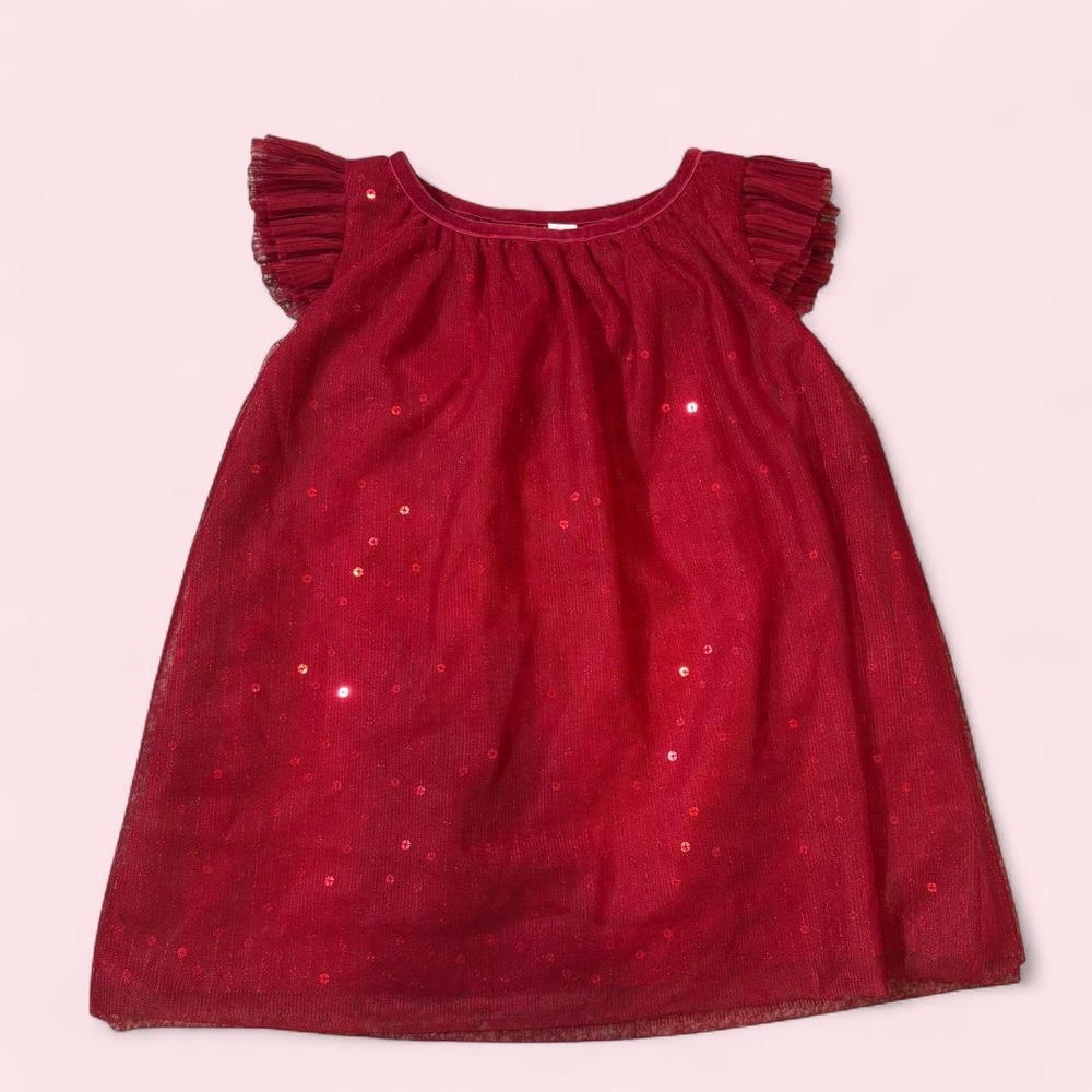 Cat and Jack Red Sequin Toddler Holiday Dress Size 2T